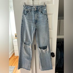 Zara ripped wide leg jean